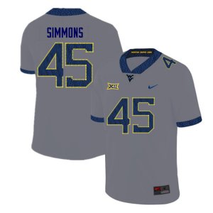 Men's West Virginia Mountaineers NCAA #45 Taurus Simmons Gray Authentic Nike Stitched College Football Jersey EL15W84XF